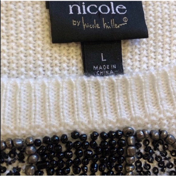 🆕 Nicole Miller high low soft knit beaded sweater - Picture 4 of 8